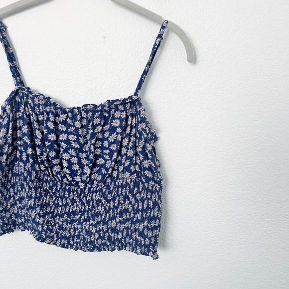 [American Eagle Outfitters] Blue Floral Ditsy Print Cropped Tank Top Sz Medium M - Picture 10 of 10